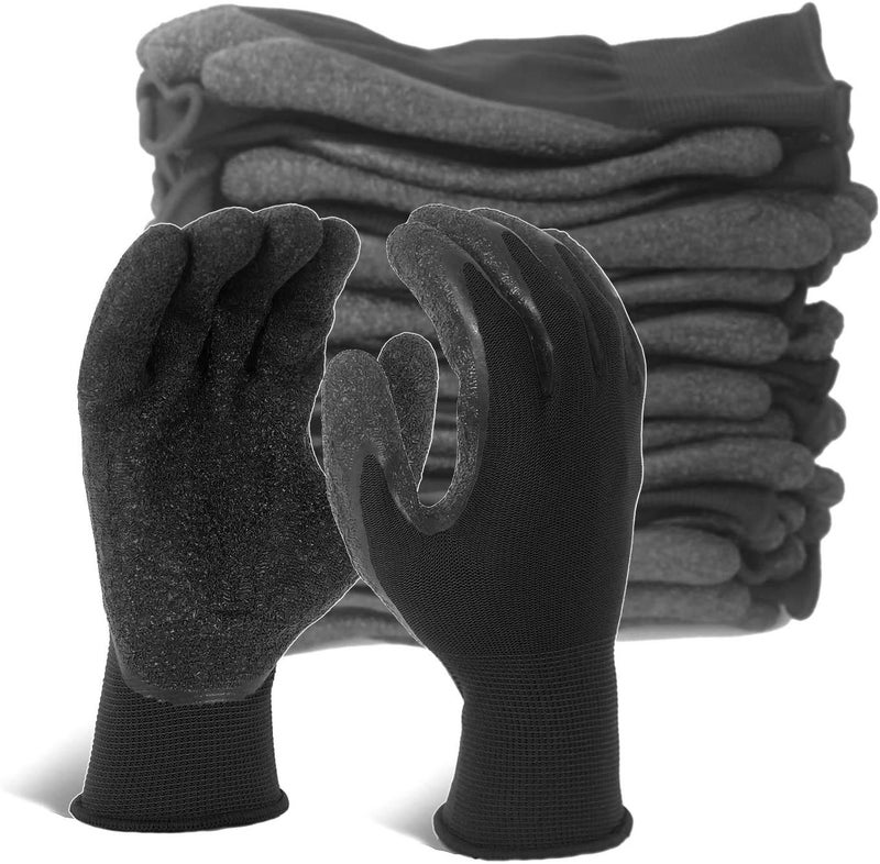 Evridwear Crinkle Latex Rubber Hand Coated Safety Work Gloves for Men Women General Multi Use Construction Warehouse Gardening Assembly Landscaping XS, 12 Pairs Pack - Image 1